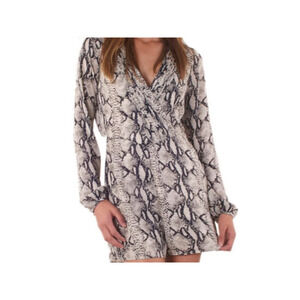 Ark & Co. Snake Print Open Back Long Sleeve Romper S NWOT